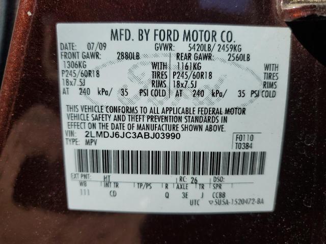 2LMDJ6JC3ABJ03990 - 2010 LINCOLN MKX 勃艮第红 照片 14