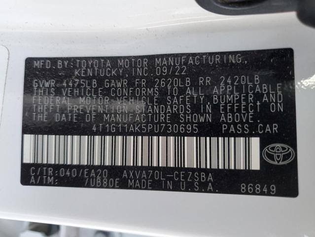 4T1G11AK5PU730695 - 2023 TOYOTA CAMRY SE NIGHT SHADE WHITE photo 12