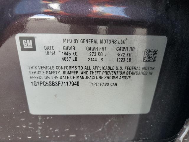 1G1PC5SB3F7117940 - 2015 CHEVROLET CRUZE LT 棕色 照片 13