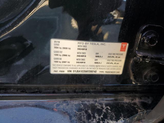 5YJSA1E25KF299740 - 2019 TESLA MODEL S BLACK photo 13