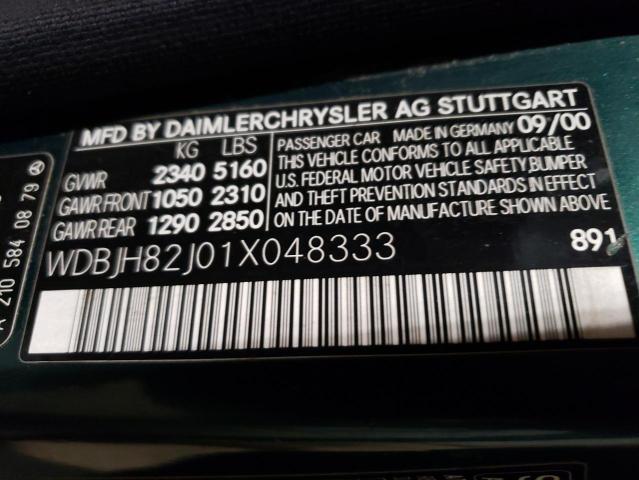 WDBJH82J01X048333 - 2001 MERCEDES-BENZ E 320 4MATIC GREEN photo 13