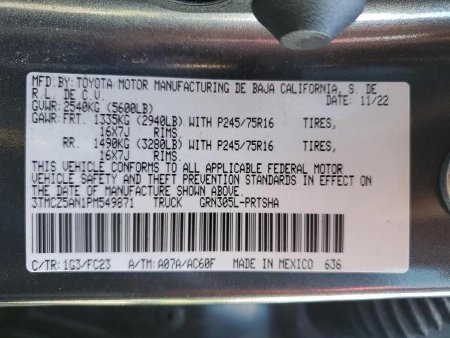 3TMCZ5AN1PM549871 - 2023 TOYOTA TACOMA DOUBLE CAB ნაცრისფერი ფოტო 13