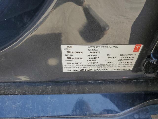 5YJSA1E29LF391581 - 2020 TESLA MODEL S GRAY photo 13