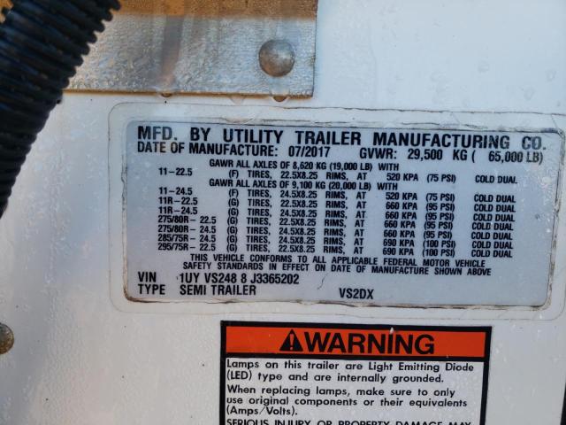 1UYVS2488J3365202 - 2018 UTILITY TRAILER WHITE photo 10