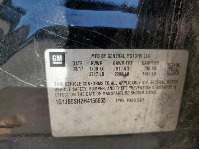 1G1JB5SH2H4156665 - 2017 CHEVROLET SONIC LS 黑色 照片 12