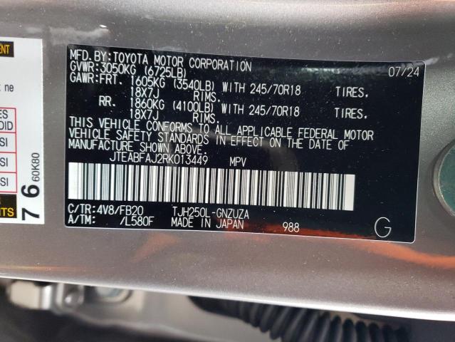 JTEABFAJ2RK013449 - 2024 TOYOTA LAND CRUIS BASE CHARCOAL photo 13