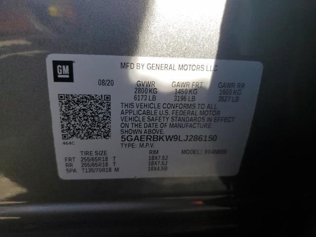 5GAERBKW9LJ286150 - 2020 BUICK ENCLAVE ESSENCE ნაცრისფერი ფოტო 12