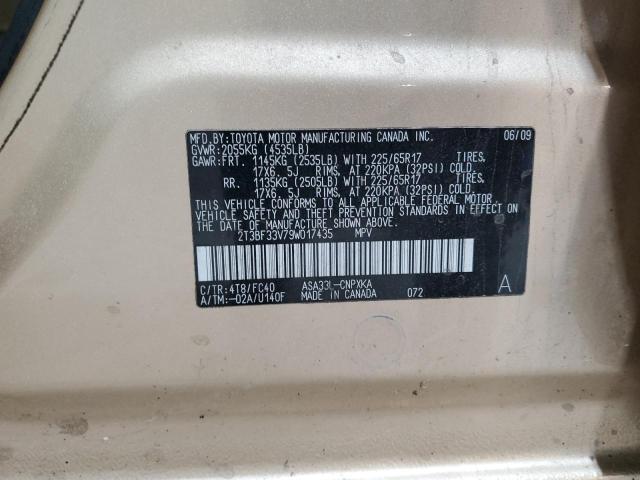 2T3BF33V79W017435 - 2009 TOYOTA RAV4 Qızıl foto 14