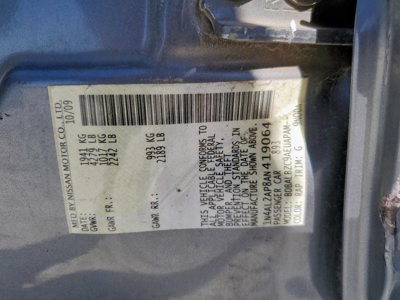 1N4AL2AP8AN419064 - 2010 NISSAN ALTIMA BASE Niebieski zdjęcie 12