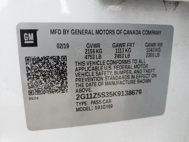 2G11Z5S35K9138679 - 2019 CHEVROLET IMPALA LT თეთრი ფოტო 12