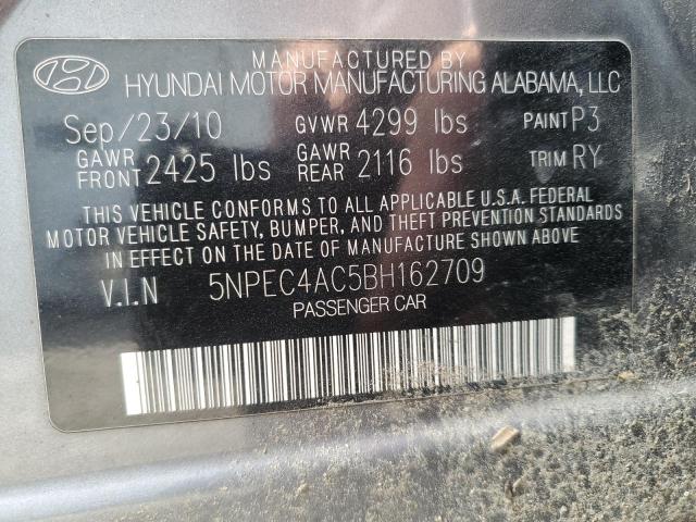 5NPEC4AC5BH162709 - 2011 HYUNDAI SONATA SE Boz foto 12