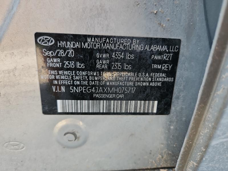 5NPEG4JAXMH075717 - 2021 HYUNDAI SONATA SE Silber Foto 12