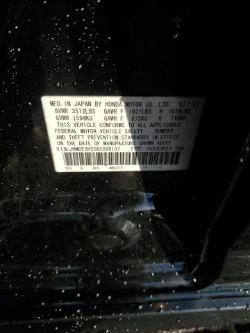 JHMGE8H55BC026107 - 2011 HONDA FIT SPORT BLACK photo 12