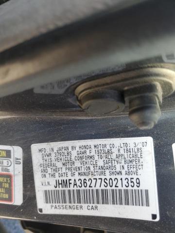 JHMFA36277S021359 - 2007 HONDA CIVIC HYBRID 灰色 照片 12