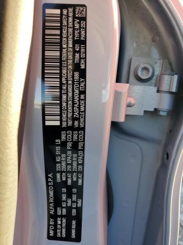 ZASPAJANXM7D11886 - 2021 ALFA ROMEO STELVIO SPORT Серебристый фото 13