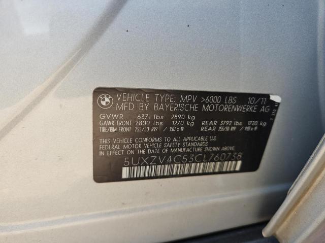 5UXZV4C53CL760738 - 2012 BMW X5 XDRIVE35I SILVER photo 10