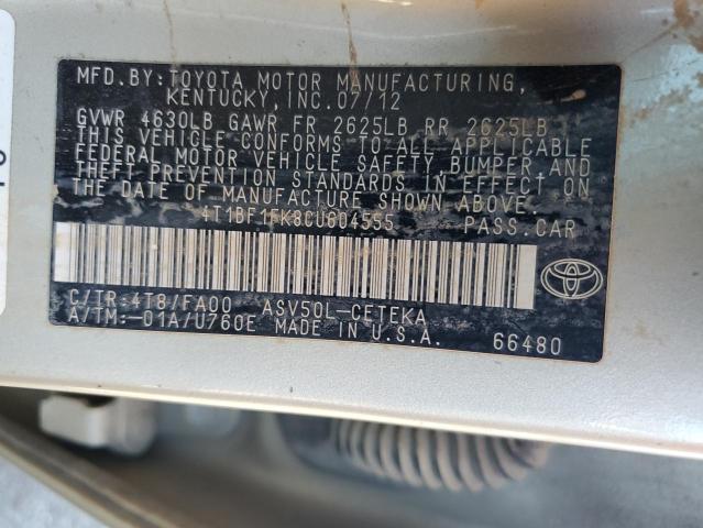 4T1BF1FK8CU604555 - 2012 TOYOTA CAMRY BASE Qızıl foto 12