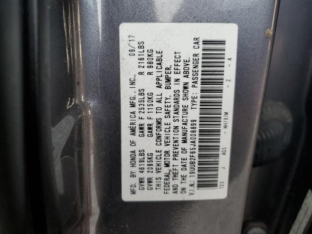 19UUB2F65JA008899 - 2018 ACURA TLX TECH+A Մոխրագույն լուսանկար 12