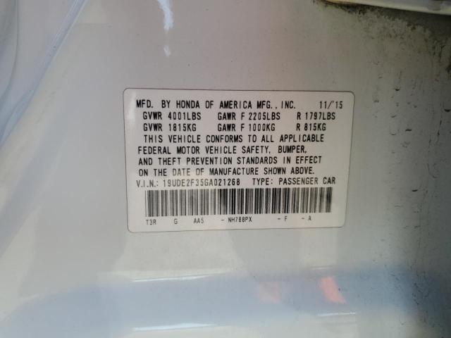 19UDE2F35GA021268 - 2016 ACURA ILX BASE WATCH PLUS WHITE photo 12