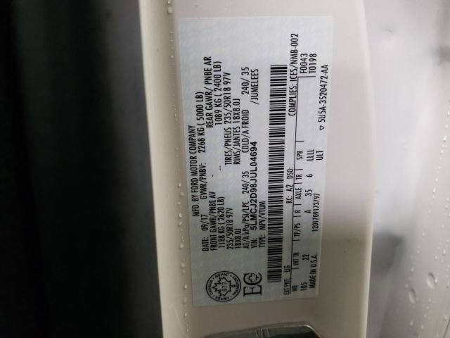 5LMCJ2D98JUL04694 - 2018 LINCOLN MKC SELECT Weiß Foto 12