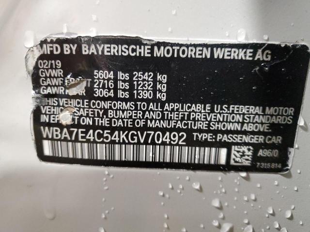 WBA7E4C54KGV70492 - 2019 BMW 740 XI WHITE photo 13