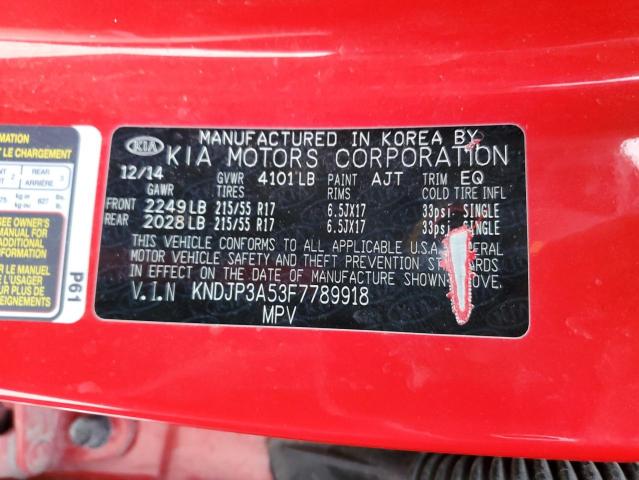 KNDJP3A53F7789918 - 2015 KIA SOUL + RED photo 13