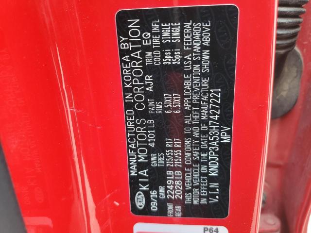 KNDJP3A53H7427221 - 2017 KIA SOUL + RED photo 12