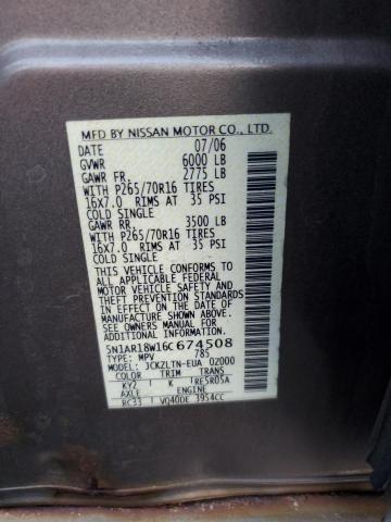 5N1AR18W16C674508 - 2006 NISSAN PATHFINDER LE ნაცრისფერი ფოტო 13