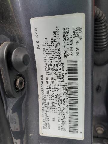 JTEBU14R140026068 - 2004 TOYOTA 4RUNNER SR5 灰色 照片 13