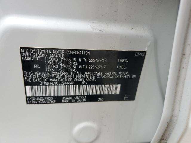 JTMBFREV0JJ244646 - 2018 TOYOTA RAV4 LE أبيض صورة 13