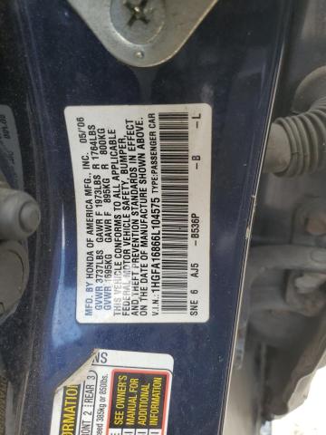 1HGFA16866L104575 - 2006 HONDA CIVIC EX ლურჯი ფოტო 12