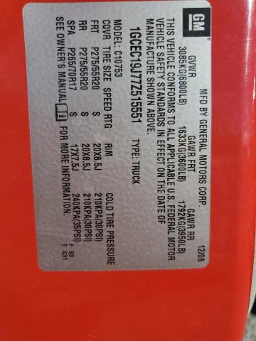 1GCEC19J77Z515551 - 2007 CHEVROLET SILVERADO C1500 红色 照片 12