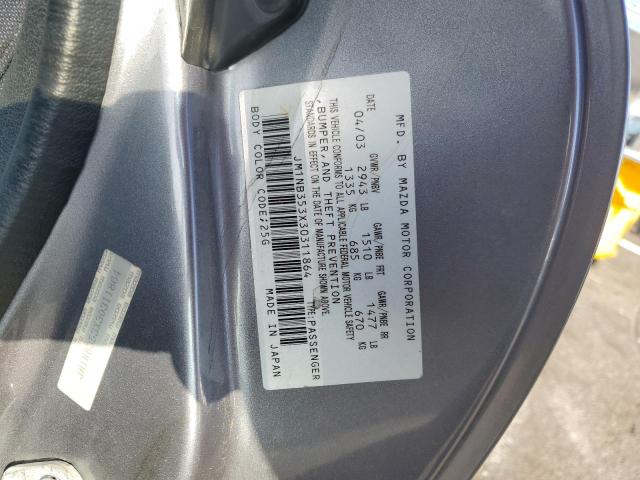 JM1NB353X30311864 - 2003 MAZDA MX-5 MIATA BASE SILVER photo 12