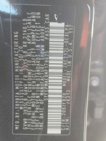 5YFEPMAE8MP178625 - 2021 TOYOTA COROLLA LE 黑色 照片 12