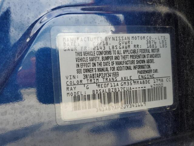 3N1AB7AP2JY341669 - 2018 NISSAN SENTRA S 蓝色 照片 23