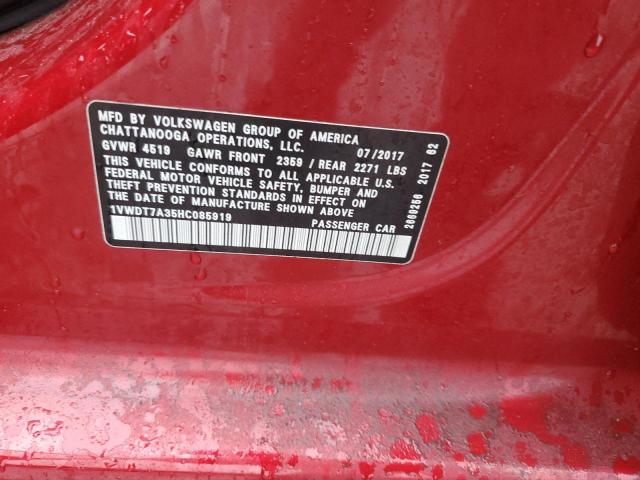 1VWDT7A35HC085919 - 2017 VOLKSWAGEN PASSAT R-LINE Կարմիր լուսանկար 13