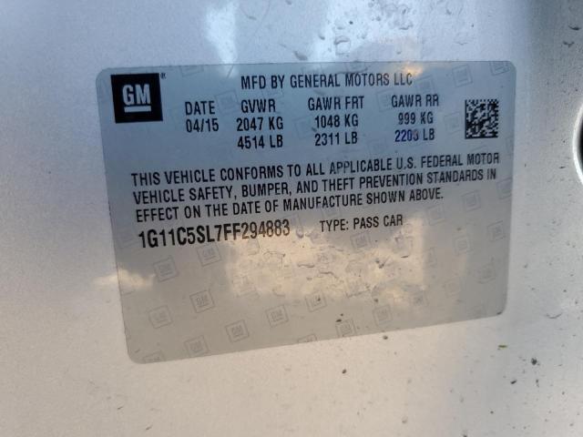 1G11C5SL7FF294883 - 2015 CHEVROLET MALIBU 1LT 银色 照片 12