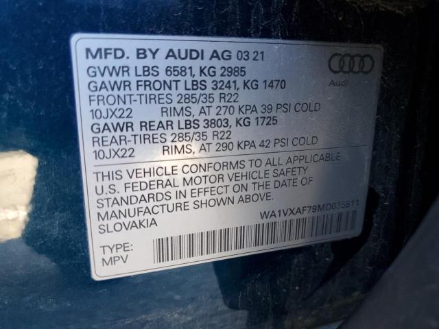 WA1VXAF79MD035611 - 2021 AUDI Q7 PRESTIGE 青色 照片 14