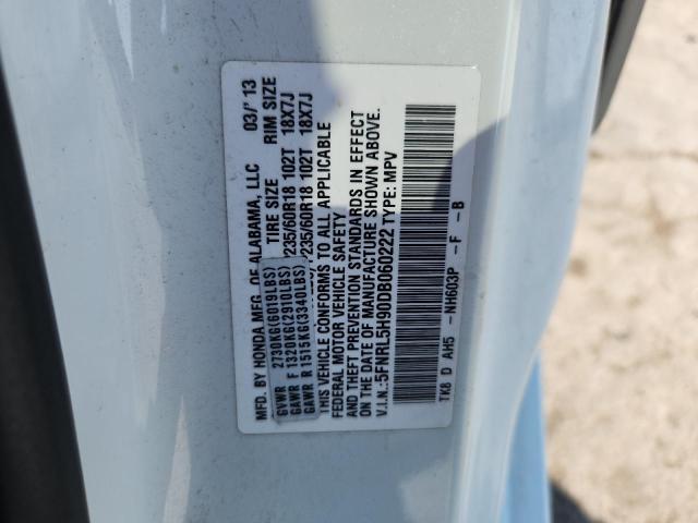 5FNRL5H90DB060222 - 2013 HONDA ODYSSEY TOURING Blanc photo 13