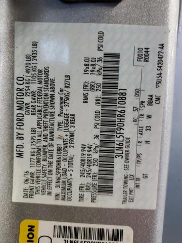 3LN6L5F90HR610881 - 2017 LINCOLN MKZ RESERVE 银色 照片 12