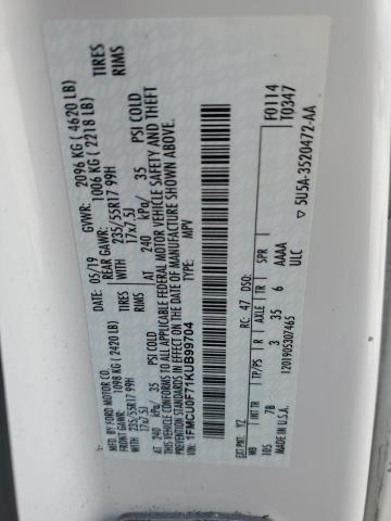 1FMCU0F71KUB99704 - 2019 FORD ESCAPE S თეთრი ფოტო 13