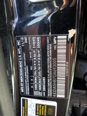 4JGDA5HB7GA693005 - 2016 MERCEDES-BENZ GLE 350 4MATIC BLACK photo 14