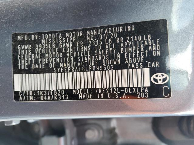 5YFEPRAE8LP099502 - 2020 TOYOTA COROLLA LE Mavi foto 13