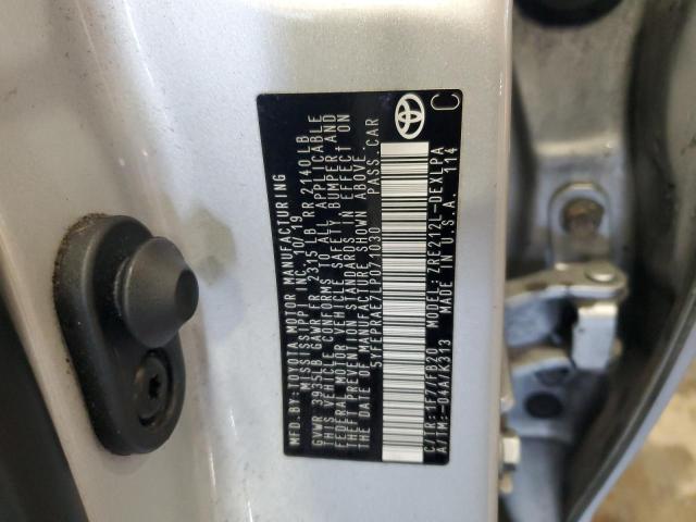 5YFEPRAE7LP071030 - 2020 TOYOTA COROLLA LE ვერცხლისფერი ფოტო 13