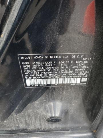 3HGGK5H82FM757859 - 2015 HONDA FIT EX Siyah fotoğraf 12