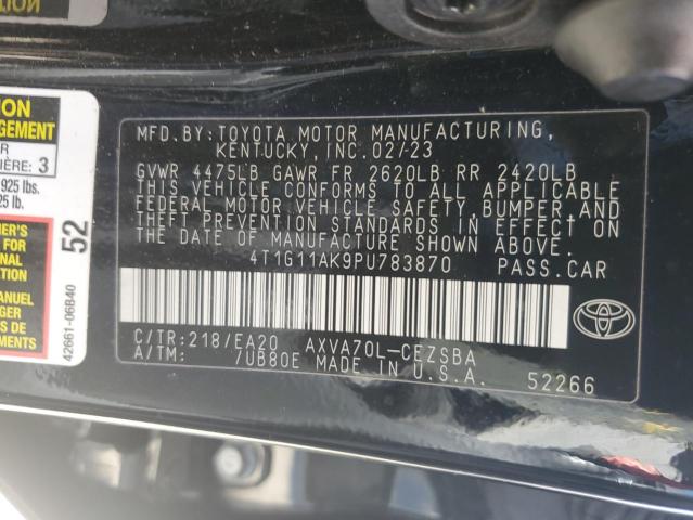 4T1G11AK9PU783870 - 2023 TOYOTA CAMRY SE NIGHT SHADE BLACK photo 12