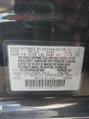 3N1CN7AP4GL821055 - 2016 NISSAN VERSA S BLACK photo 12