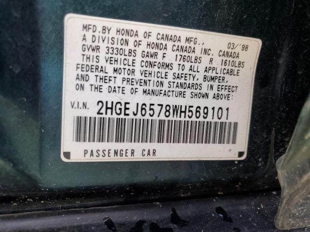 2HGEJ6578WH569101 - 1998 HONDA CIVIC LX GREEN photo 13