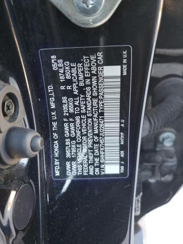 SHHFK7H57JU226471 - 2018 HONDA CIVIC EX Czarny zdjęcie 12
