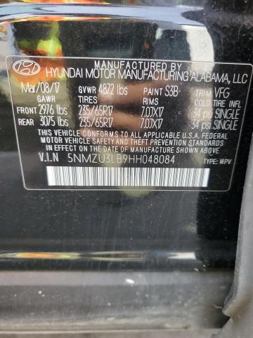 5NMZU3LB9HH048084 - 2017 HYUNDAI SANTA FE S Սև լուսանկար 13